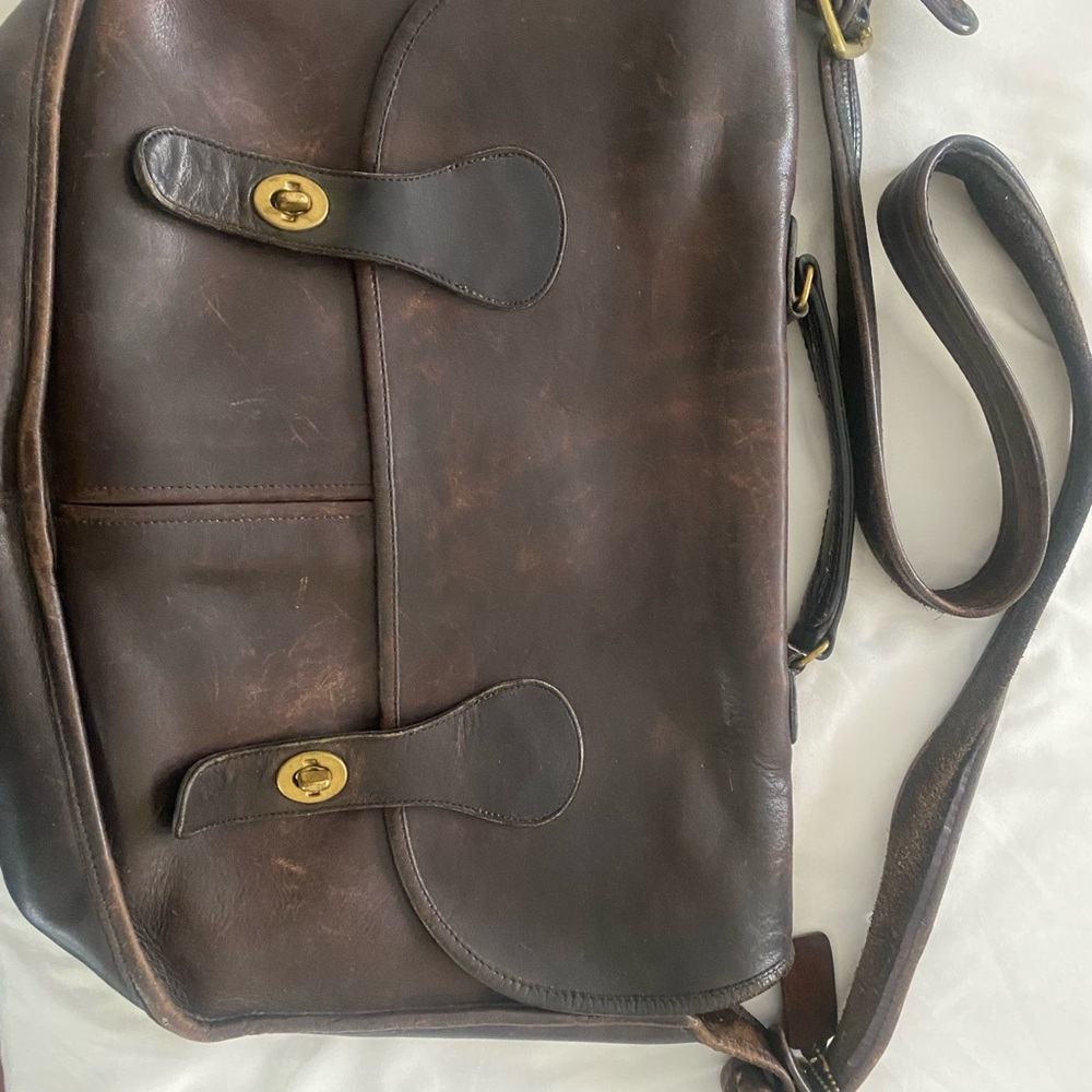 Coach Dark Brown Leather Messenger Bag